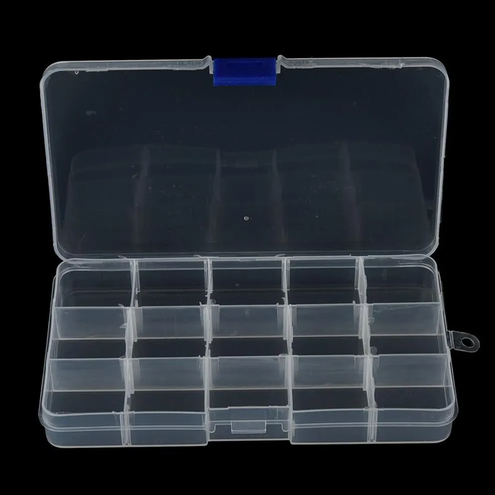 1 pçs conveniente isca de pesca ferramenta caso caixas de plástico transparente caixa de trilha de pesca com 15 compartimentos whole264e