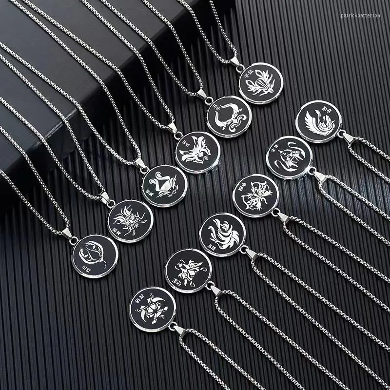 Pendentif Colliers Les Douze Signes Du Zodiaque Chinois Personnalité De La Mode Punk Hommes Femmes Collier Pour La Fête D'anniversaire Cadeaux Bijoux Pendentifs