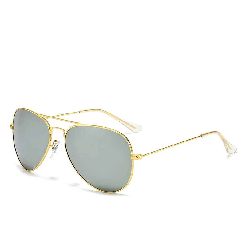 Designer aviador óculos de sol para homens raios proibições óculos mulher proteção uv400 tons real lente de vidro ouro metal quadro condução pesca sunnies com caixa r3026 b3025