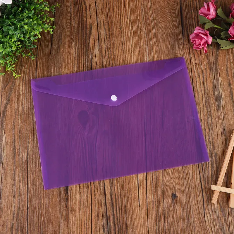 A4 Plastic Envelopes Document Folder with Snap Button File Bags Document Organizers for Document Stationery Tools Organization