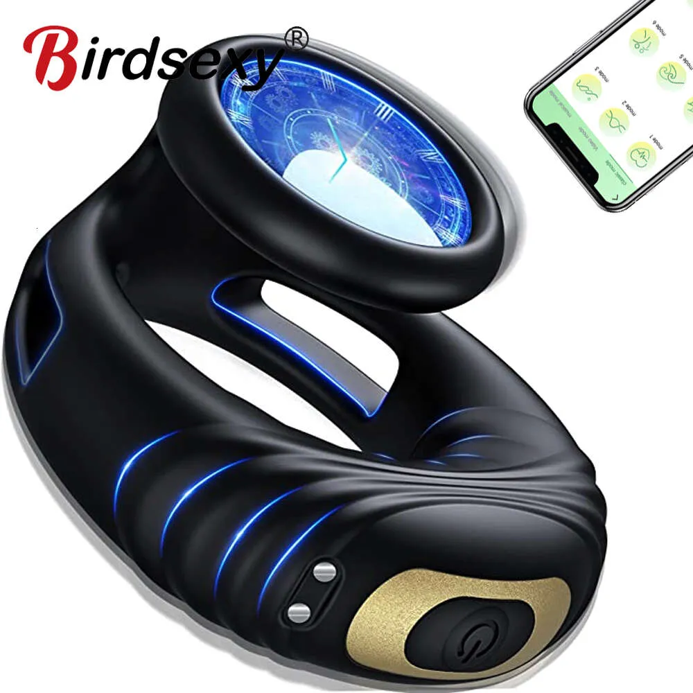 Sex Toys Massager Bluetooth Wireless Remote Control Vibration Cock Ring Försenad utlösning Penis Vibrator Vuxna leksak för män