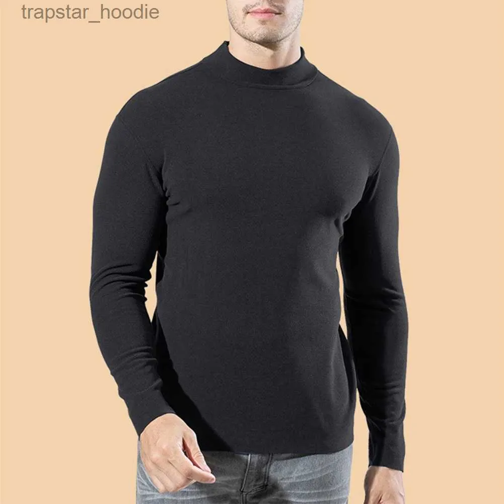 Sous-vêtements thermiques pour hommes Sous-vêtements thermiques pour hommes Pull à col montant Pull à manches longues Hauts T-shirt Respirant Invisible Thermo Warmer Blouse L231130