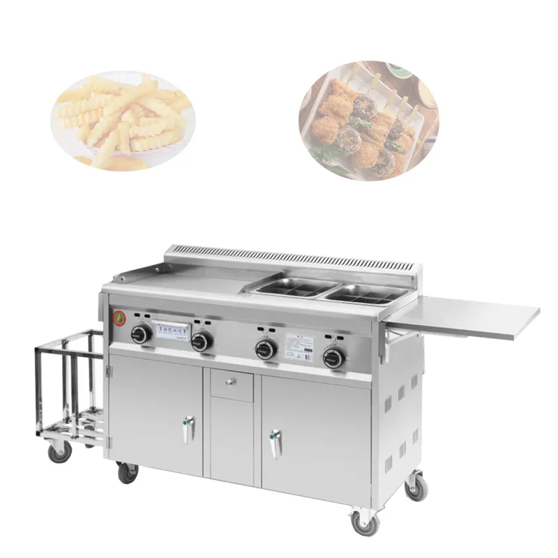 Street Mobile Snack Cart Kanto Boiled Fryer Steam Commercial Gas Multifunktionaler Snack Cart Spezieller Imbisswagen für Stände