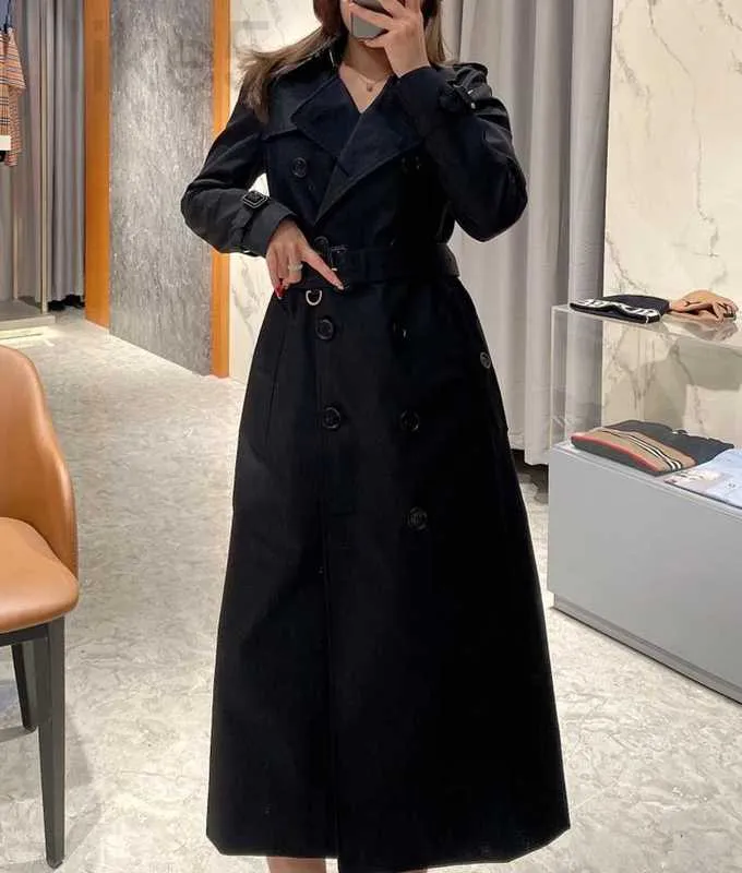 Trenchs pour femmes Designer Tempérament de déplacement polyvalent style britannique printemps et automne nouveau trench-coat noir à double boutonnage, manteau classique pour femme ZXXT