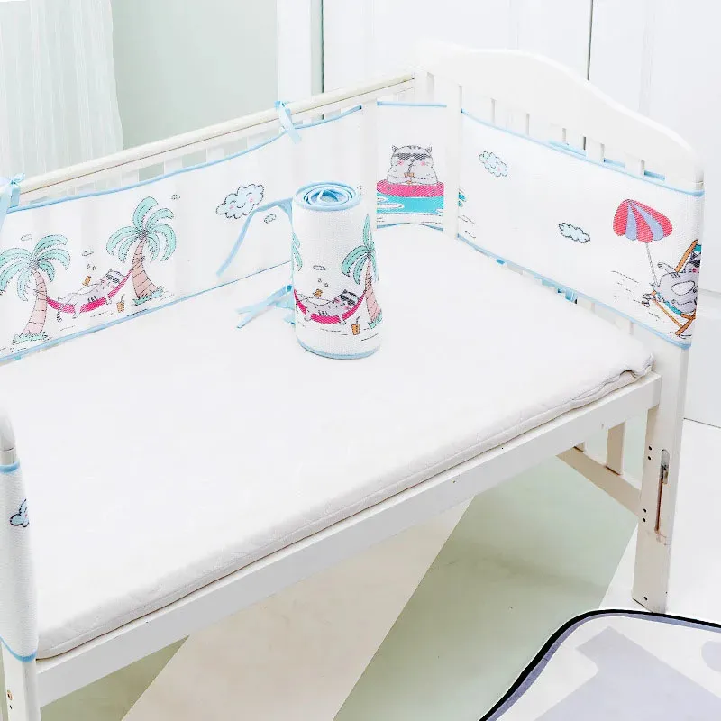 Safety Crib Bed Rails With Breathable Mesh Summer Protector Barrier
