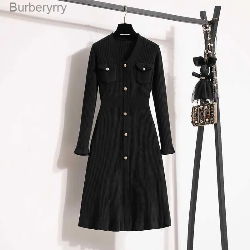 Basic Casual Dresses Women Clothing Knitted Dress Solid Slim Simple Autumn Winter Inside Fahsion Vintage StyleL231130