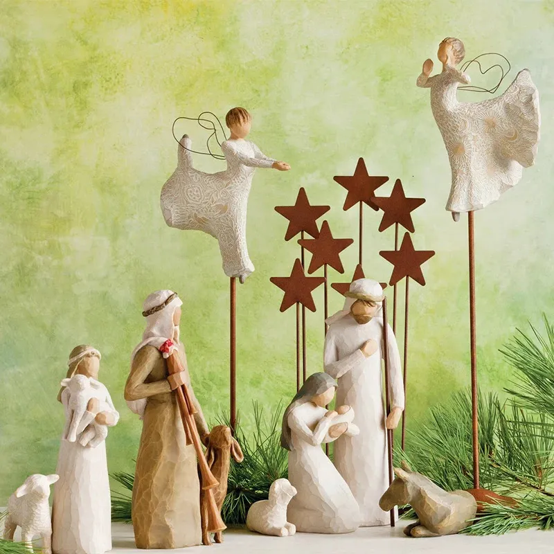 Novelty Items Holy Family Willow Tree Figurine Jesus Nativity Set  Handpainted Statue Ornaments Easter Religious Room Crafts Home Decoration  231129 From 24,24 €