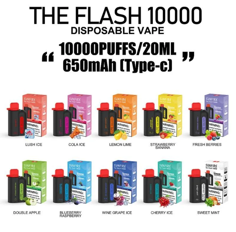 Le plus chaud Sunfire 10000 Puff Tornado 9000 Vape jetable Dtlmtl 10 FLAVOR