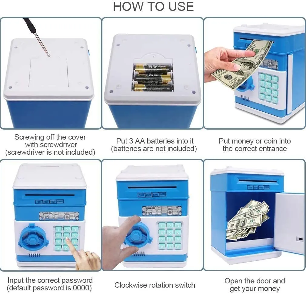 Hucha electrónica automática, código contador de contraseña, cerradura de  llave, Banco de monedas ATM » Chollometro