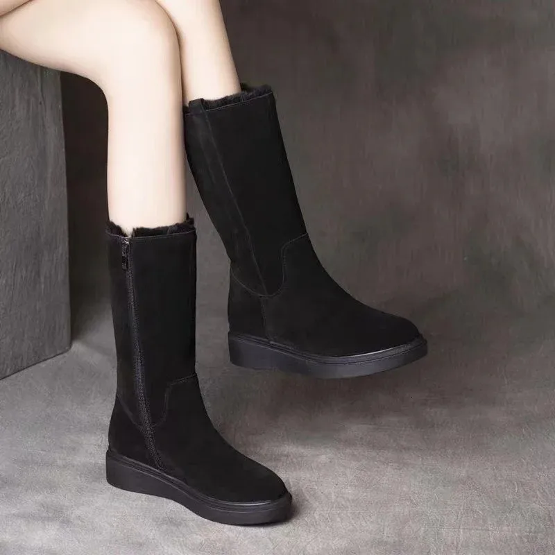 ブーツボタスムジェールInvierno Women's Classic Boots Girls 'Snow Boots Waterproof High Tube暖かいぬいぐるみ冬の女性靴231129