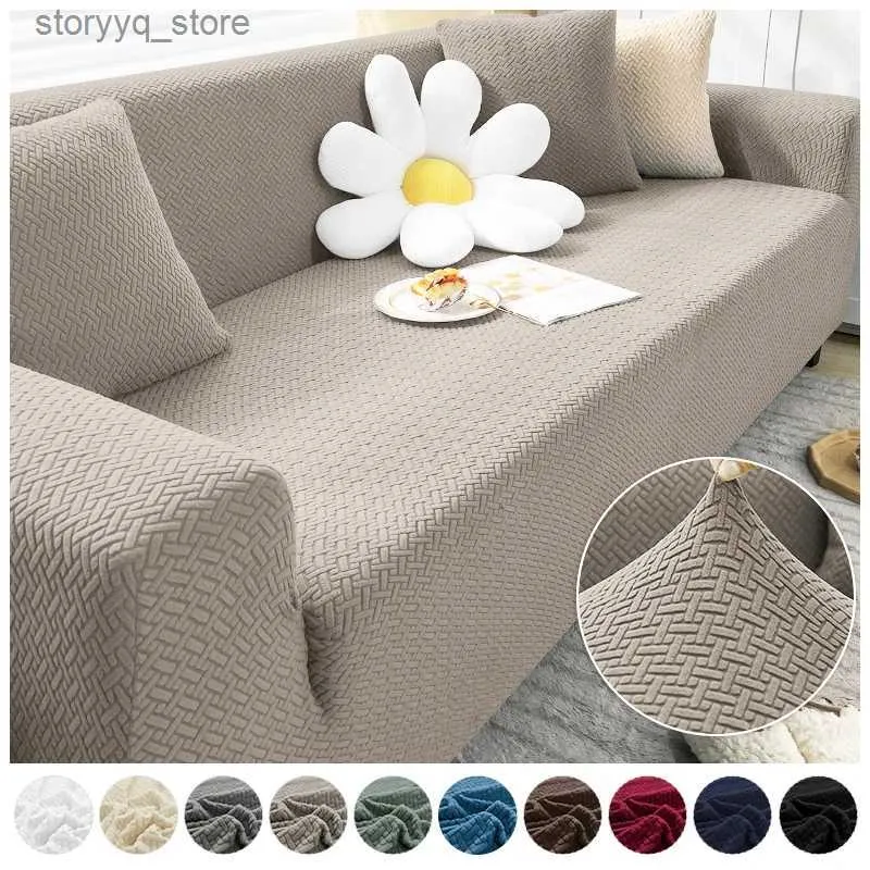 Chair Covers Leorate Polar Fleece Thick Elastic Sofa Cover Slipcovers Armchair Protector 1/2/3/4 Seater Corner Couch Cover For Living Room Q231130