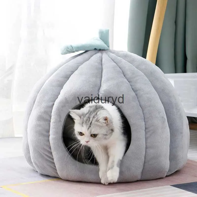 Kattbäddar möbler nytt söta hus vinter pumpa säng avtagbar tvättbar hund kennel varm korg kudde för små medelstora katter leveranservaiduryd