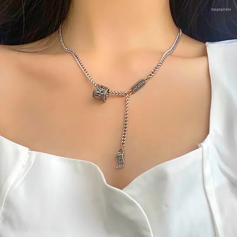 Kettingen Vogallery Vintage Silver Color Chain on the Neck Goth Punk Style Kettingen Women Fashion Rapper Openwork Caned Jewelry