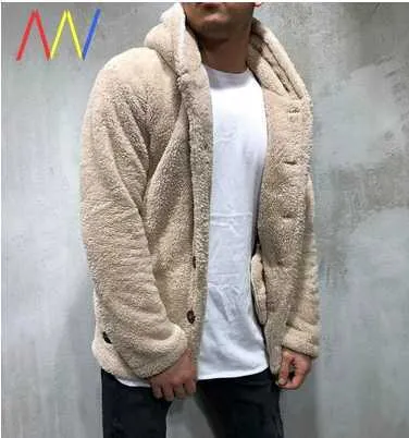 Kazak kürk erkekler kış kapüşonlu ceket peluş kapüşonlu adam hoodies q231130