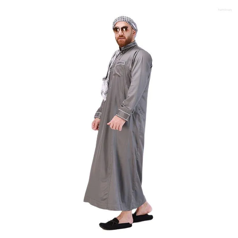 Ethnische Kleidung Qfriends Muslimische Männer Abaya Islam Mann Freunde Thobe Robe Araber Galabia Mode Langarm Kameez Kaftan Stehkragenkleid