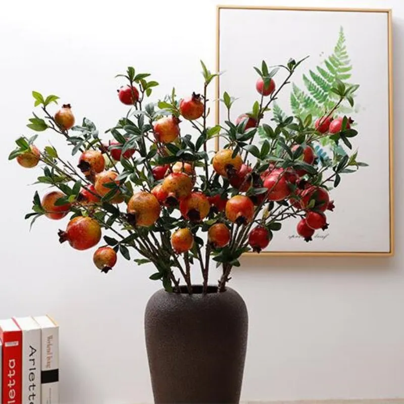 Simulación de Granada, burbuja artificial, rama de fruta, caqui, Ruyi, decoración de plantas para sala de estar