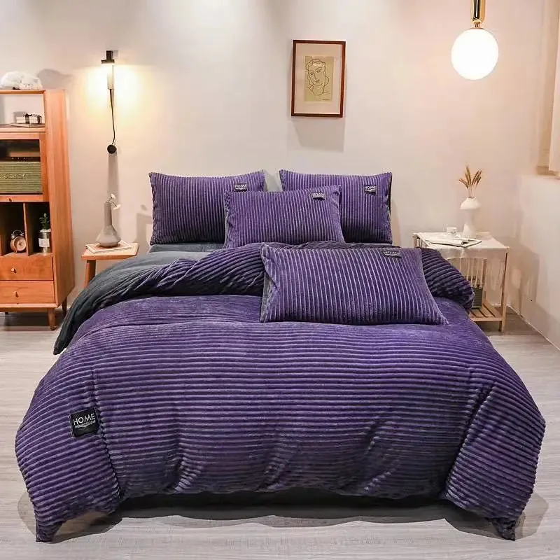 Conjuntos de cama Magic Velvet Quilt Duvet Cover Bedding Set Winter Warm Engrosse Bed Quilt Cover Snow Double Bed Set Twin Queen King Duvet Cover 231129