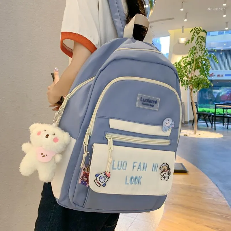 Mochilas Escolares De Moda Para Chicas Adolescentes Mochila Para Estudiantes Universitarios Mochila Escolar De Gran Capacidad Para Mujeres Bolsa De Libros Impermeable Para Ordenador Portatil Simple Pa...