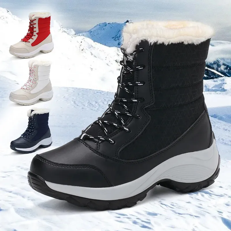 Stiefel Ankel für Frauen Winter Outdoor Warm Schnee Chunky Plattform Wasserdichte Rutschfeste Schuhe Frau Plus Größe Casual 231130