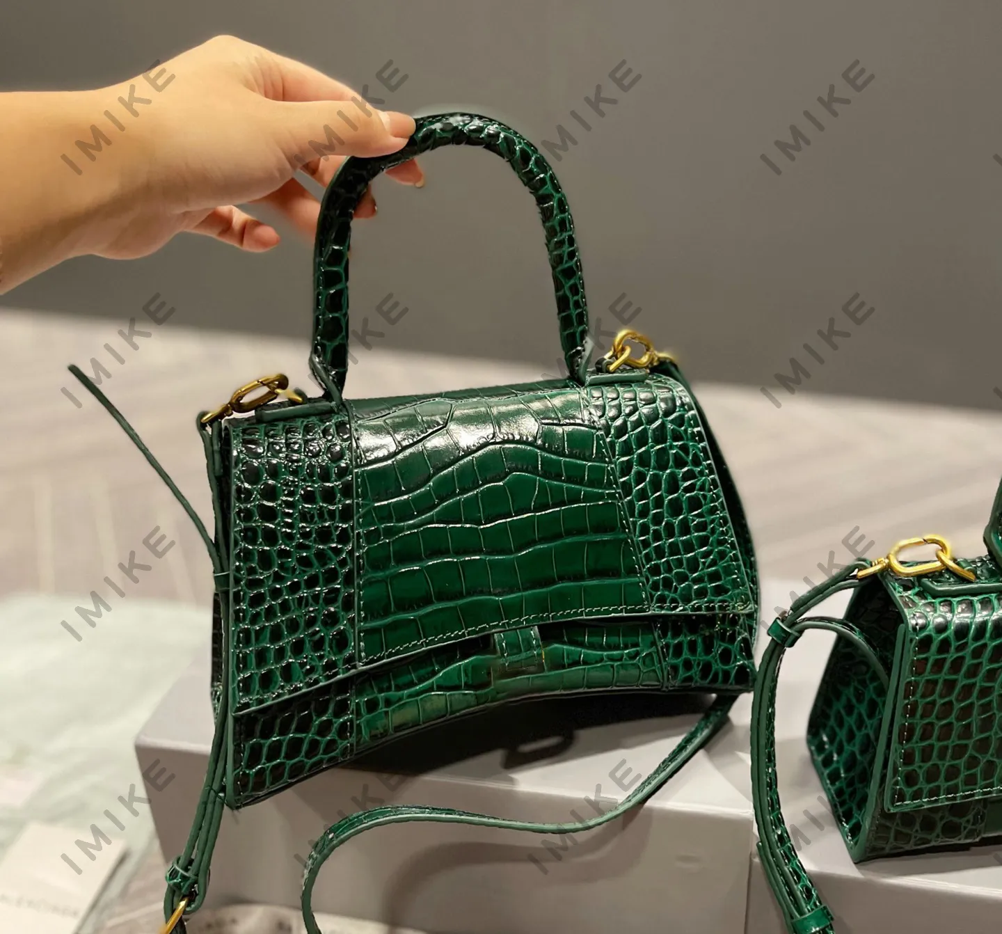 Sweet Shoulder Bags Clutch Purse Handheld Crocodile Pattern Leather  Underarm Bag Blue Silver Black Green Gold Color Gold II 