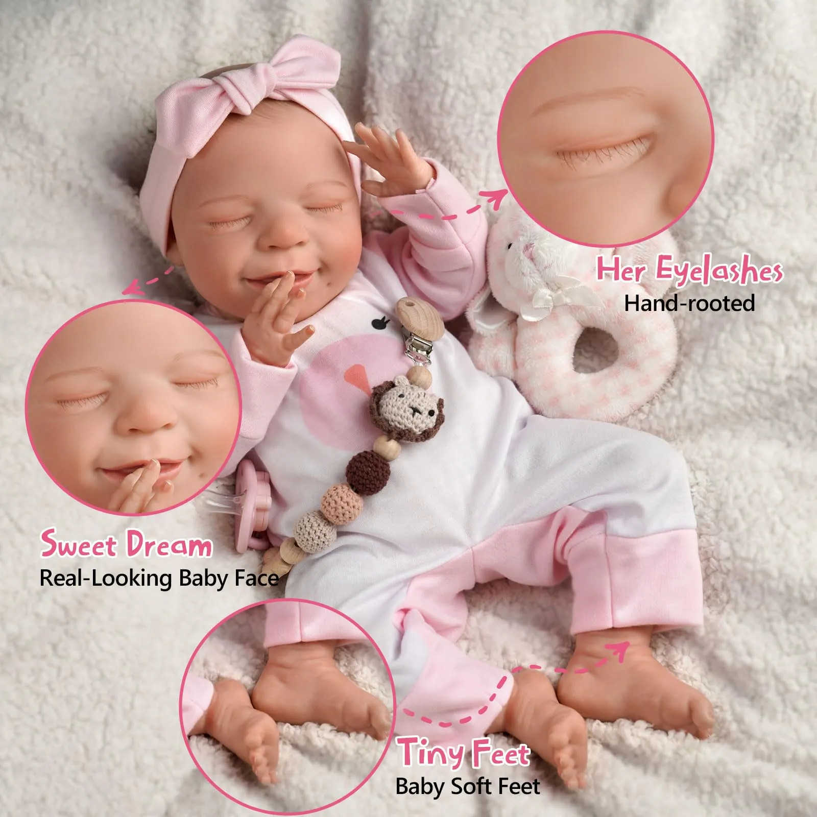 Life Reborn Baby Dolls-20-tums Sweet Smile Real Life Realistic-Newborn Full Body Vinyl Sleeping Baby Girl With Toy Accessories Gift Set för barn ålder 3+