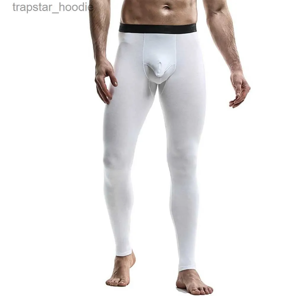 Men's Thermal Underwear Elephant Trunk Long John Pants Men Thermal Underwear Bulge Pouch Warm Leggings Stretchy Tight Pant Jogging Warm Pajama Bot L231130