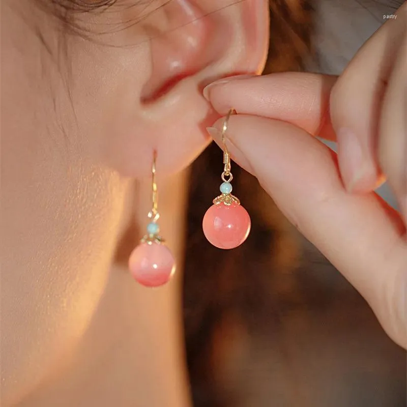 Dangle Oorbellen Aardbei Kristal Etnische Stijl Reisvriend Cadeau Trendy Roze Crimson Agaat Oorhaak