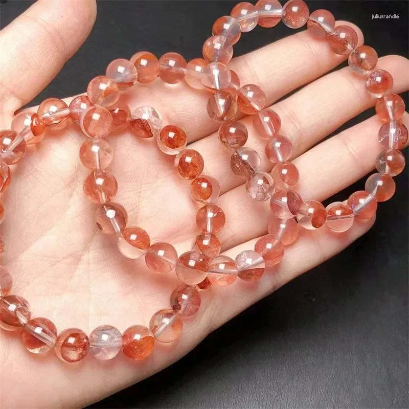 Link Armbanden Natuurlijke Rode Vuurkwarts Hematoid Armband Sieraden Voor Vrouw Man Fengshui Genezing Rijkdom Kralen Kristal Gift 1pcs 8MM