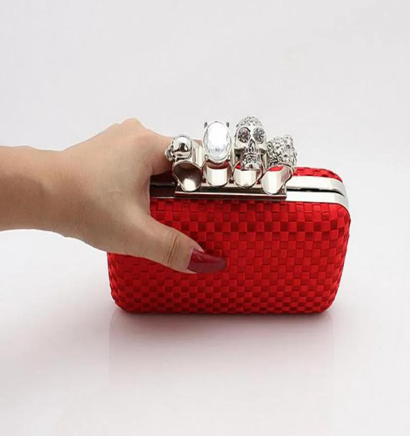 Crystal Evening Bag Hollow Out Diamond Wedding Clutch Purse CL-106E In Red  | LaceDesign