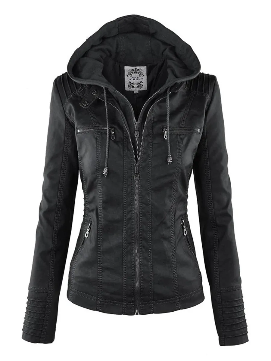 Womens Leather Faux Gothic Jacket Women Hoodies Winter Autumn Motorcycle Black Outerwear PU Basic Coat 231129