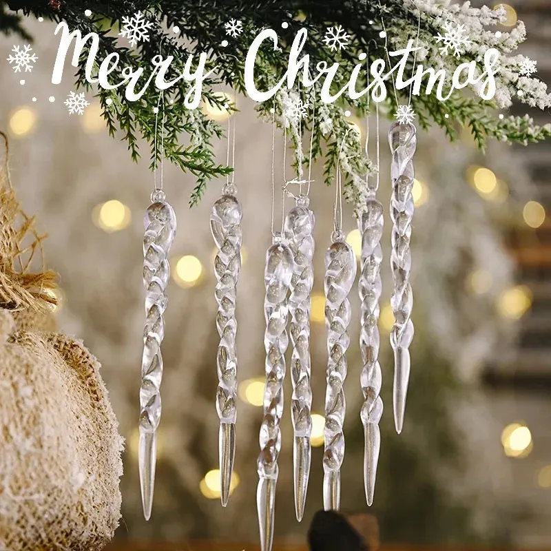 Dekoracje świąteczne symulacja świąteczna ICE Fake Icecicle Xmas Tree Ornament Zimowa impreza Navidad Rok Graden Tree Wiszący wystrój 231129