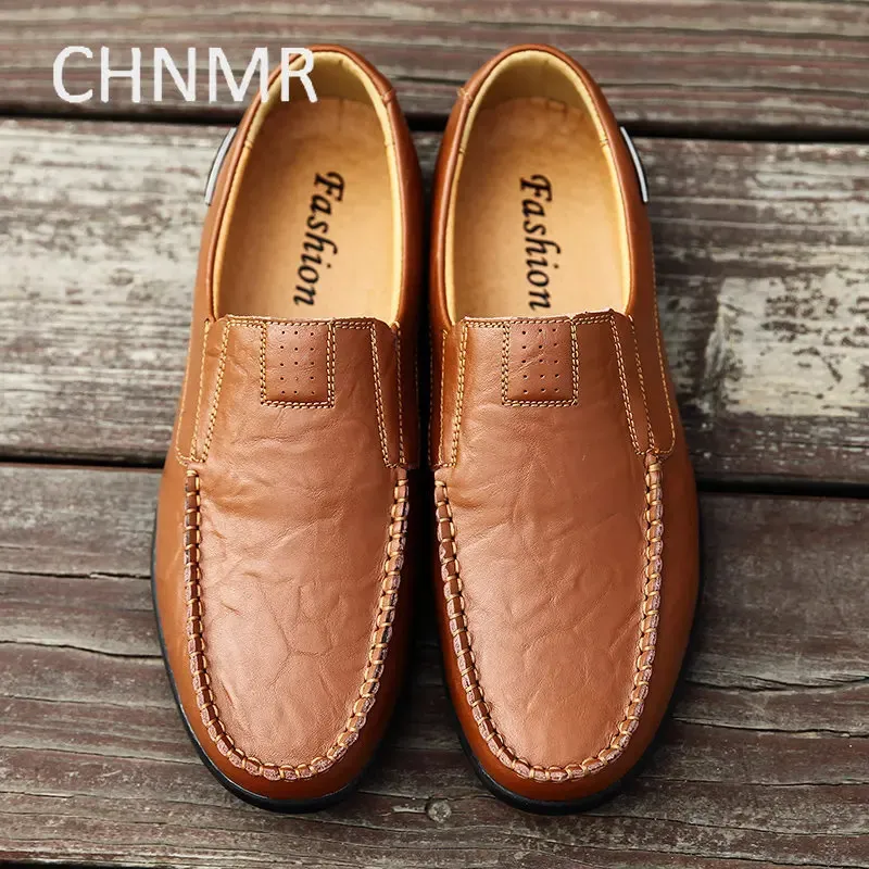 Модельные туфли CHNMR-S Деловая обувь для отдыха для мужчин Лоферы без шнуровки большого размера Удобные модные туфли из натуральной кожи 231130