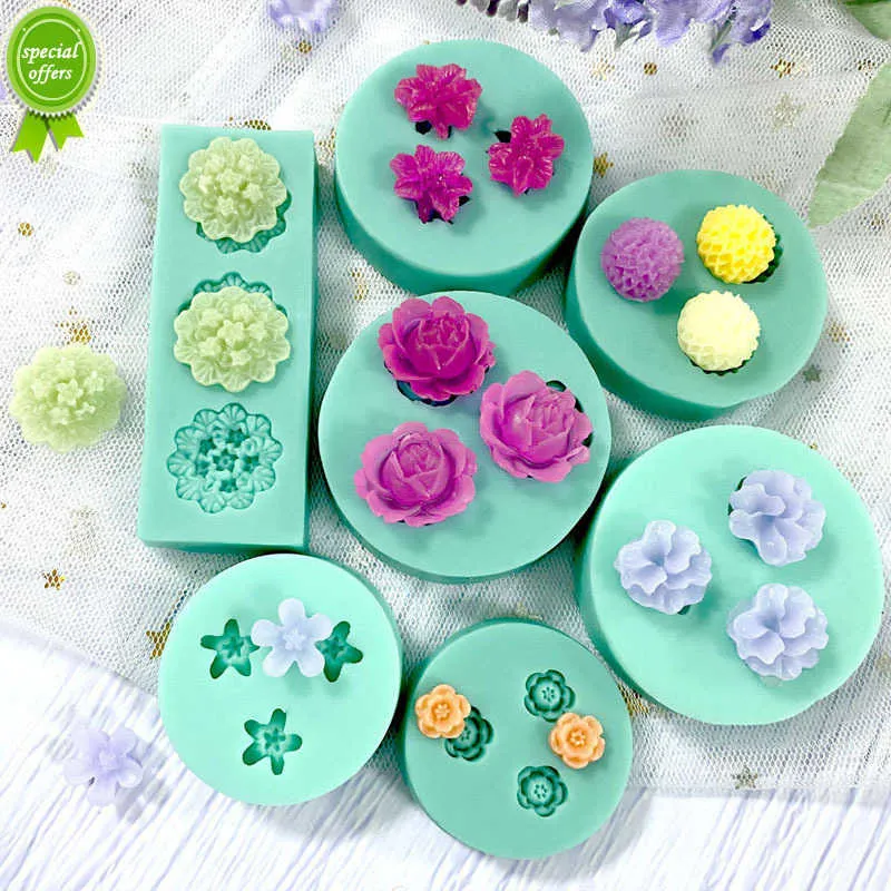 Nuovo stampo in silicone della serie Mini Flowers Stampo per torta fondente fatto a mano fai-da-te Cottura al cioccolato Strumento per torta di zucchero Stampo per creazione di argilla polimerica in resina