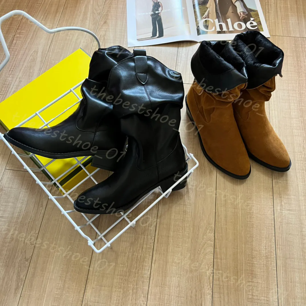 Designer Boots Women Australian Calf Leather Tall Boots Leather Fashion Luxury Brands Short Boots Chelsea Boots Sexy Cowboy Boots