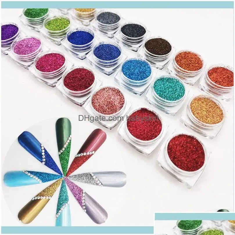 Nail Glitter Nail Salon Health Beauty Glitter 21st/Set Holographic Laser Powder Art Aessory Colourf Sparkly Fine Dust Manicure Drop DHBB4