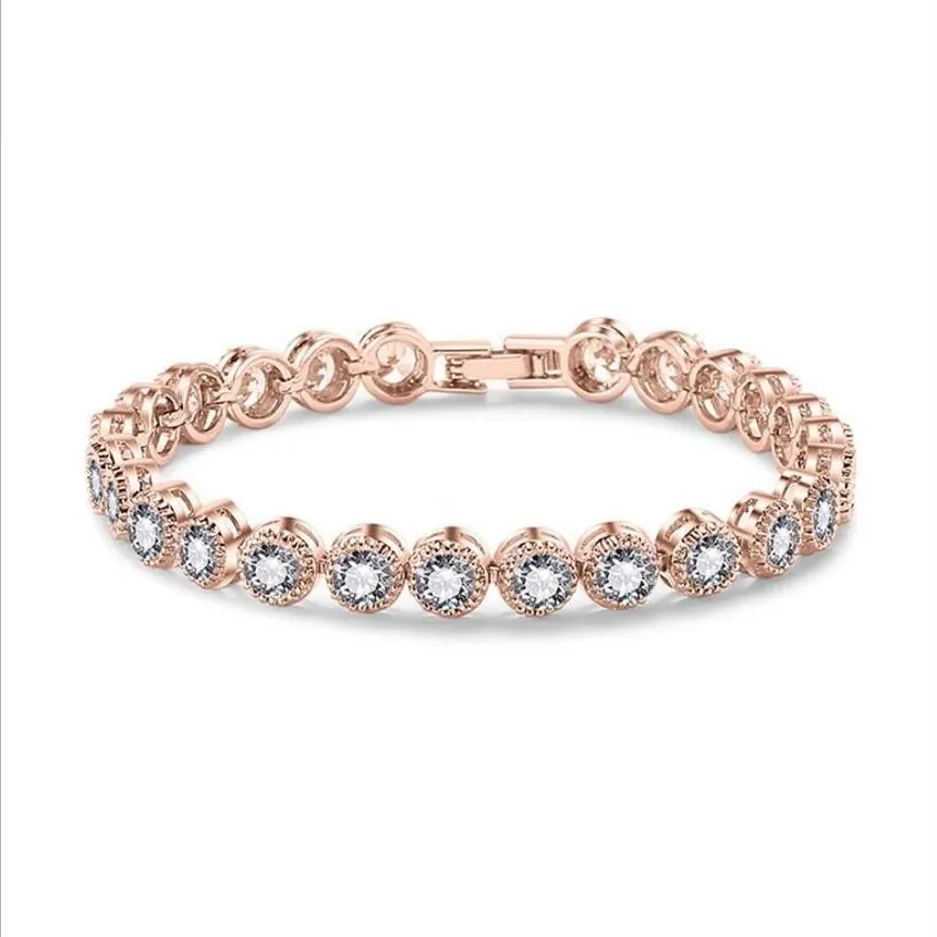 Roma-armband Clsssical luxe sieraden 18K WhiteRose Gold Filled Round Cut CZ Crystal Diamond Promise Cool Damesarmband voor Lov205q