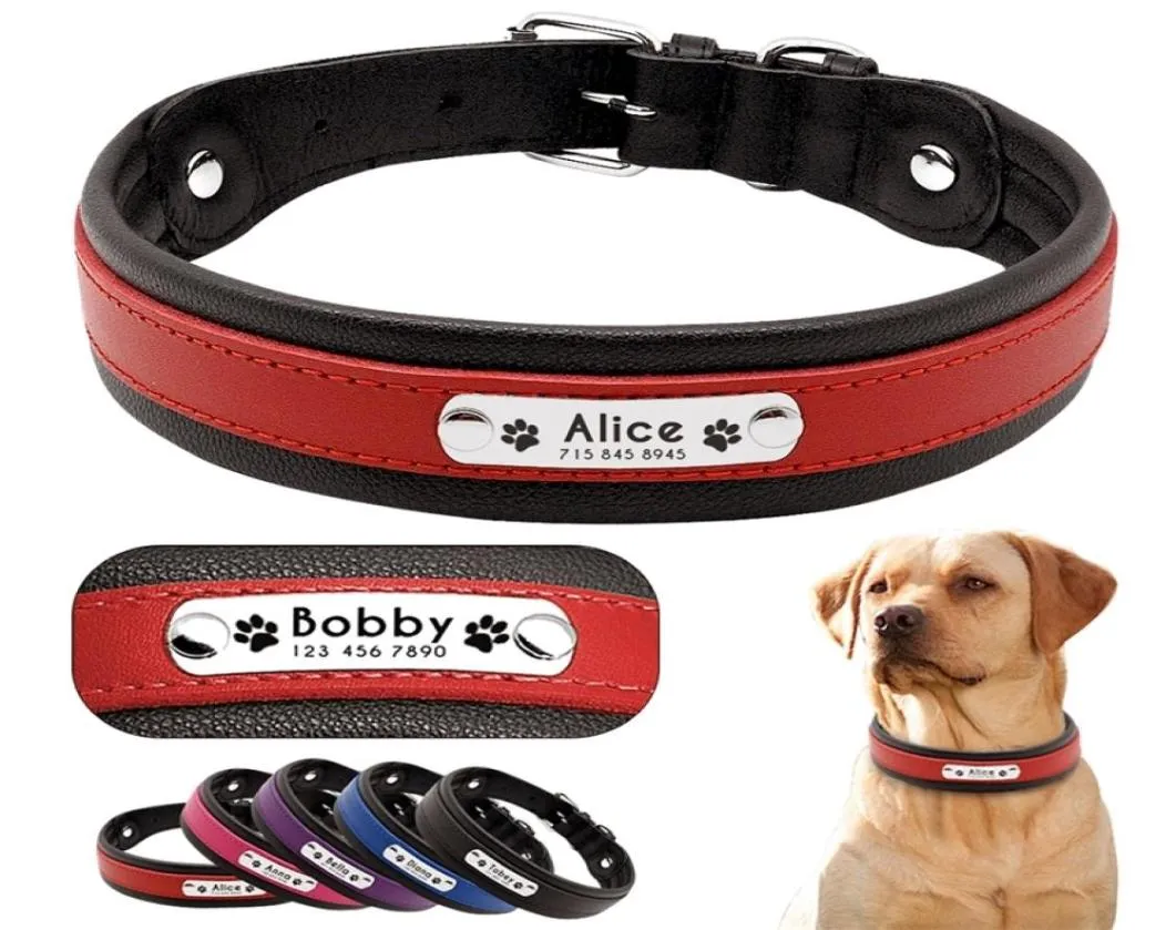 Personalized Leather Dog Collar Customized Engraved Pet Big Dog Bulldog Collars Padded For Medium Large Dogs Perro Pitbull 2204096198251
