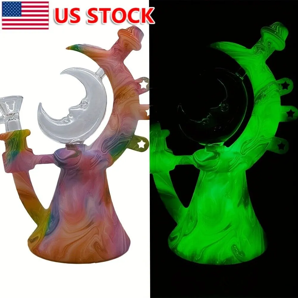 Pipe à eau en silicone de 7,4 pouces Théière de lune Fumer un narguilé Bong - Type phosphorescent