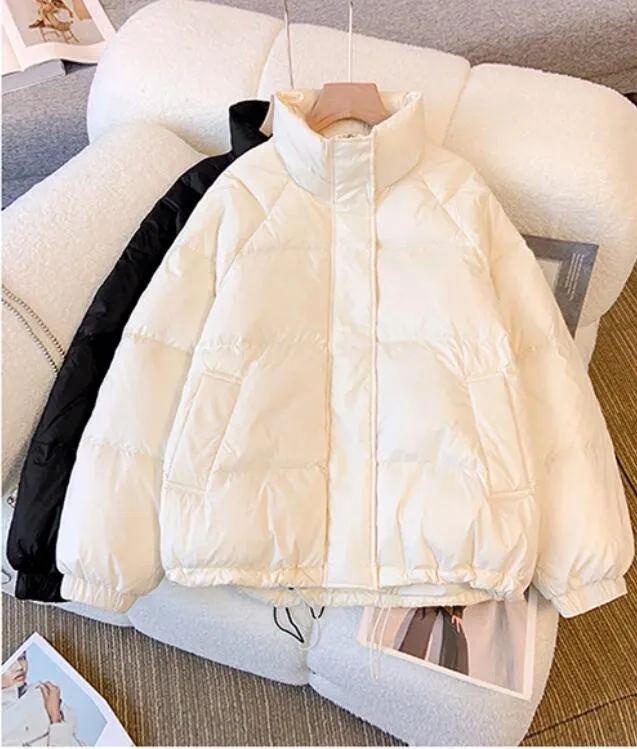 Manteaux d'extérieur pour femmes Manteau d'hiver, veste en duvet et en coton pour femmes, nouveau style occidental pour femmes, dernier style populaire noir à petit col montant, style court