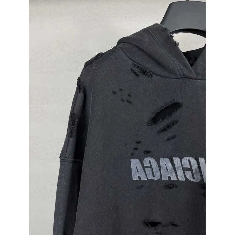 Off white sales destroyed letter hoodie