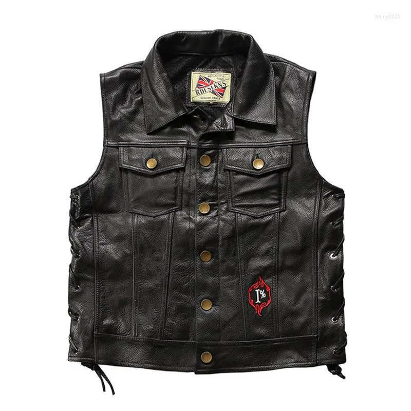 Men's Jackets Genuine Super Quality Tanned Veg Sheep Leather Vintage Waistcoat Men's Stylish Biker Vest