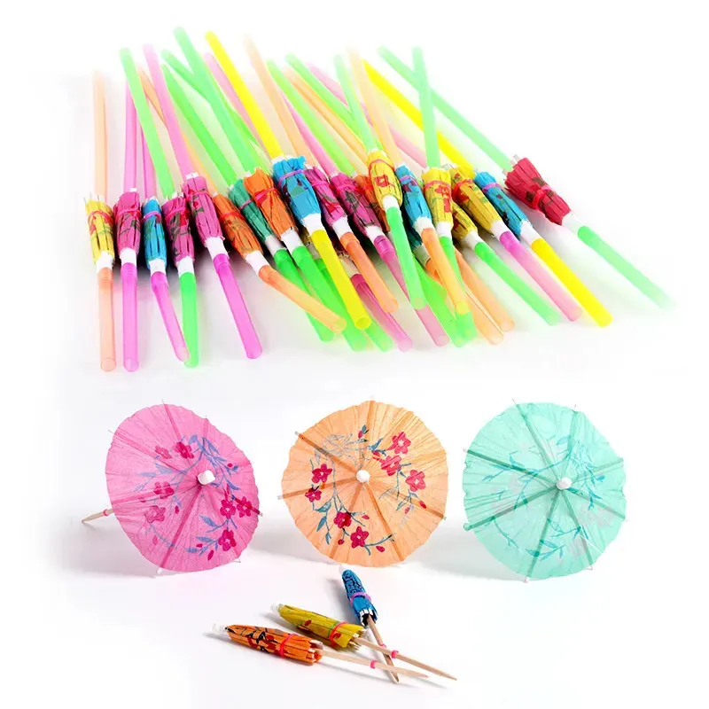 24/30/50pcs Cocktail Drinking Disposable Straw fruit stick Hawaii Party tropical summer wedding birthday event supplies