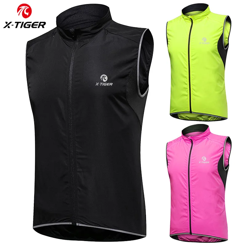 Cykeljackor Xtiger Cycling Vest Windproect Sleeveless Bicycle Vest Black MTB Running Windbreaker Vests Outdoor Sports Wind Vest 230428