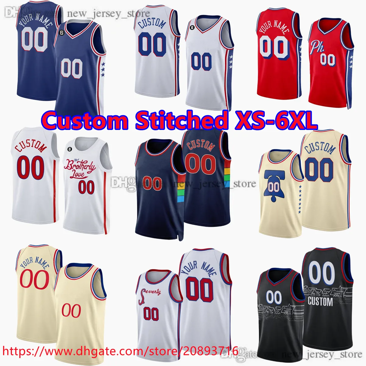 Custom Stitched XS-6XL Basketball Jersey 1 JamesHarden 21 JoelEmbiid 0 TyreseMaxey 20 GeorgesNiang 30 FurkanKorkmaz MontrezlHarrell JadenSpringer TobiasHarris