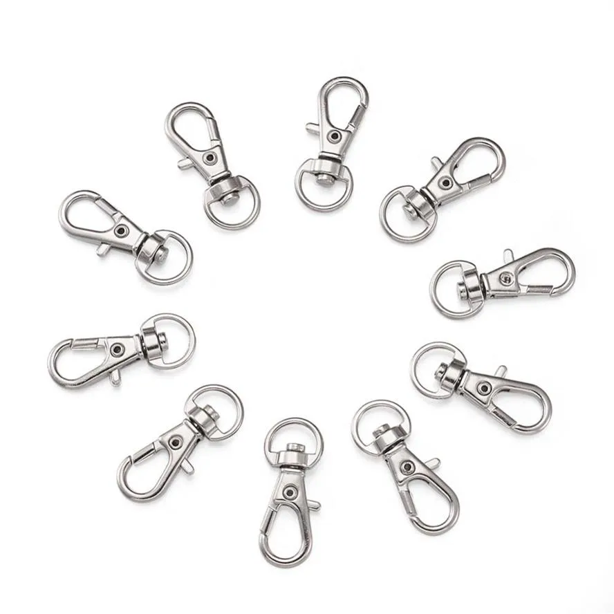 100pcs Alloy Swivel Lanyard Snap Hook Lobster Claw Clasps Jewelry Making Bag Keychain DIY Accessories2435