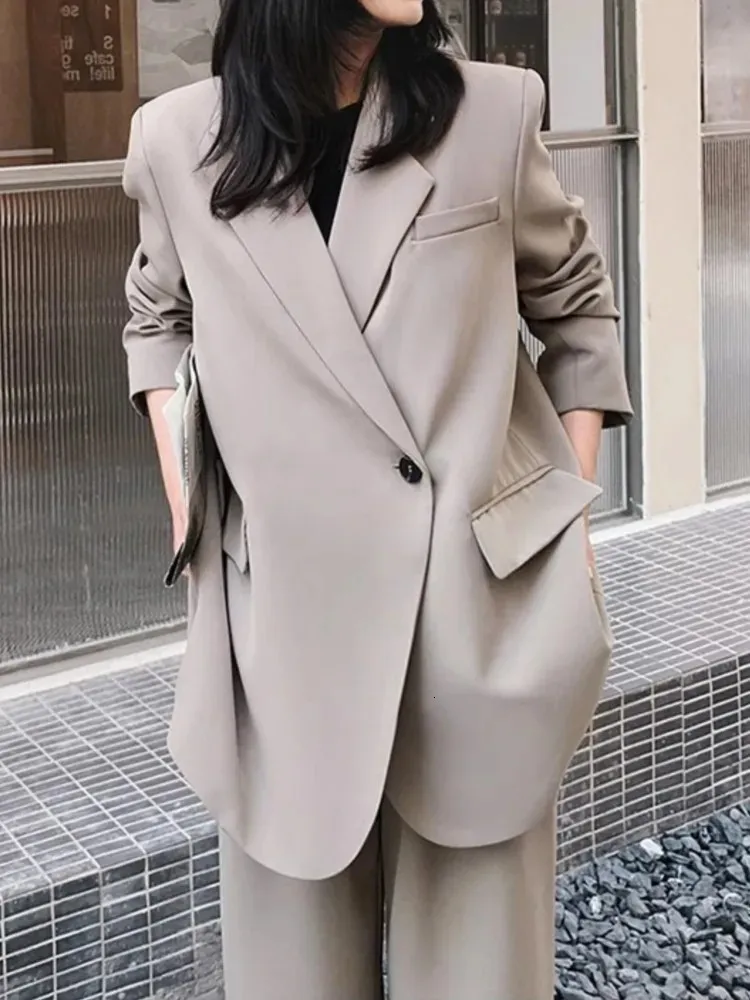 Women's Two Piece Pants Autumn Elegant Suit Jacket Matching Set Women's Korean Fashion Chic Blazers Coat Pants 2 Piece Female Professional Set 231129