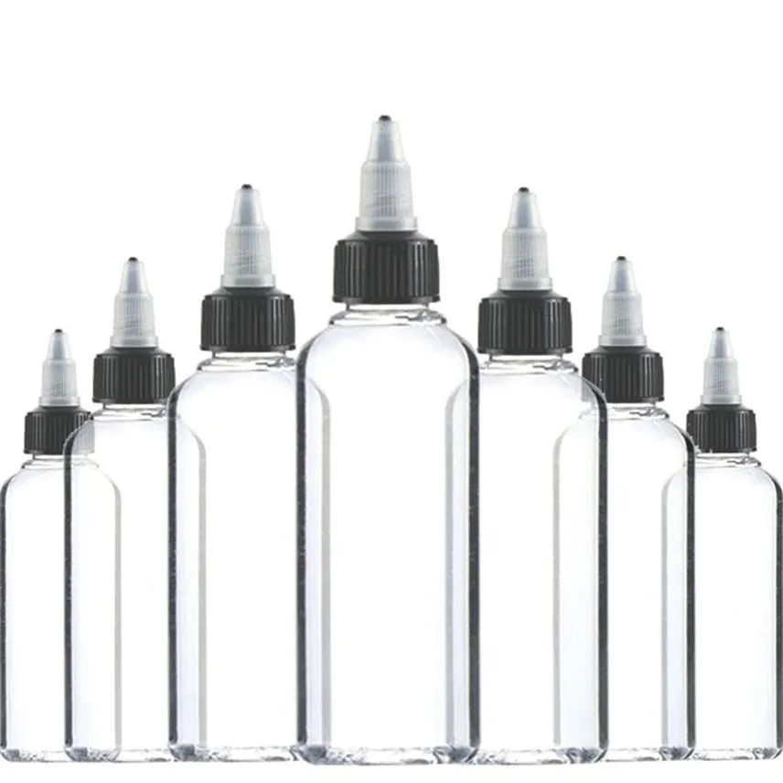 30pcs 30ml 60ml 100ml 120ml البلاستيك الحبر الفارغ الفارغ العلوي الأسود الشفافة الشفافة واضحة الوشم الإكسسوارات 220110264f