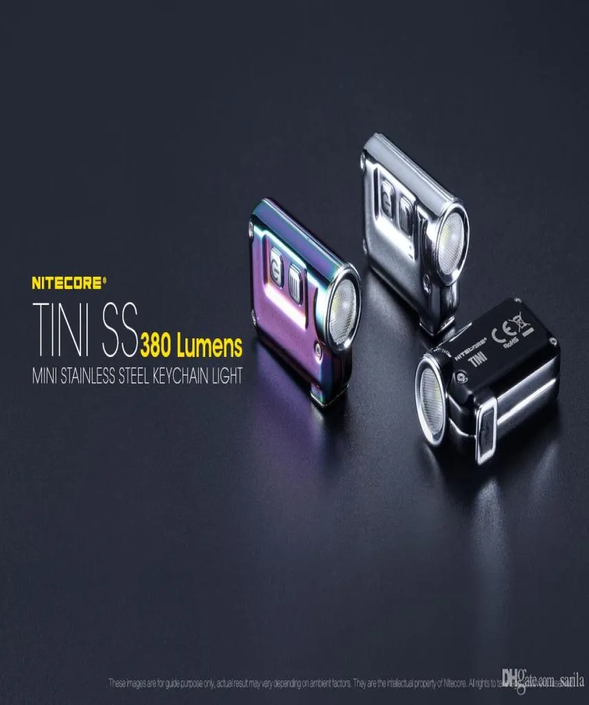 NITECORE TINI SS linterna USB recargable de acero inoxidable LED luz de llave XP-G2 S3 LED 380 LM MINI antorcha 3042986