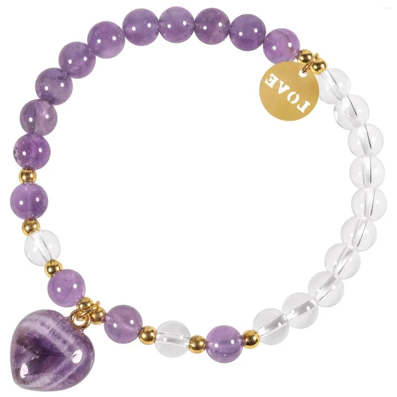 Strand TUMBEELLUWA Naturel Améthyste Amour Coeur Forme Pendentif Bracelet Guérison Cristal Pierre Perlé Élastique Femmes Bijoux