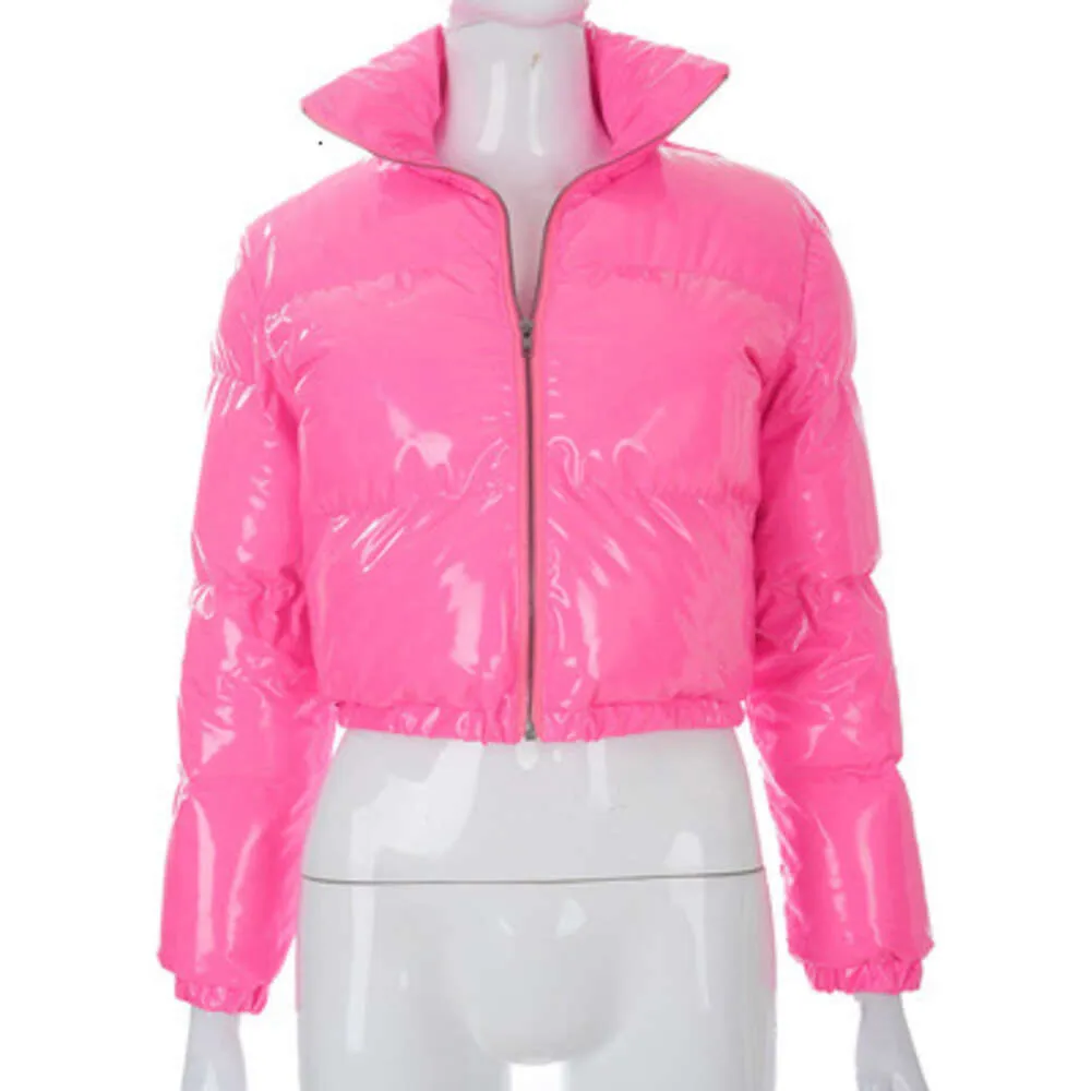 Casaco feminino casaco de inverno feminino neon verde brilhante cortado manga longa bolha casaco de inverno jaqueta puffer para senhoraspiumino donna 2fj47